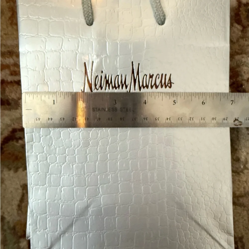 3 Neiman Marcus Empty PAPER Gift Bags Silver croc embossed - special